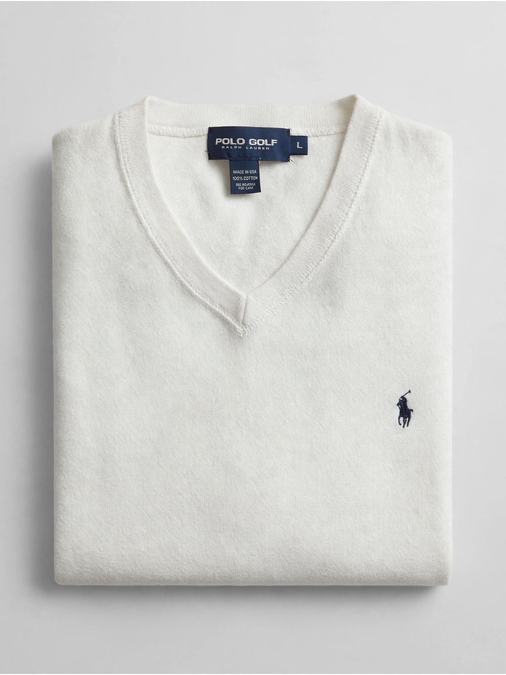 Men's White V-Neck Sweater